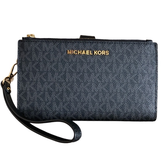 MICHAEL KORS ADELE LOGO SMARTPHONE WALLET JET SET DOUBLE ZIP WRISTLET 7-8 - Picture 4 of 6